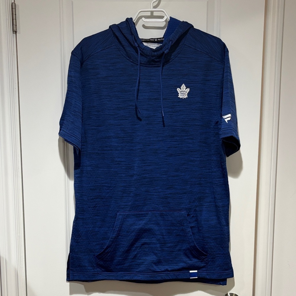 Toronto maple leafs Blue Hooded Short-Sleeve Athletic Shirt